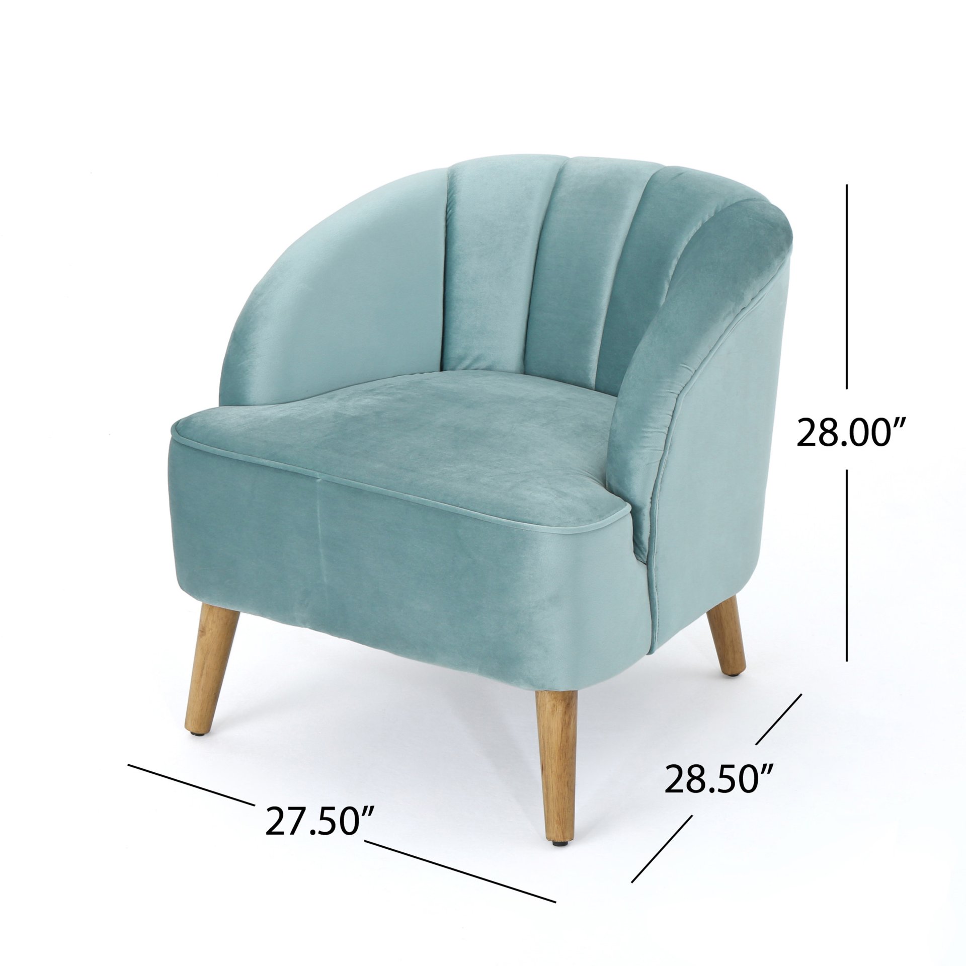 Insightful Channel Tufted Upholstered Accent Chair With Wood Legs - Blue - Image 3