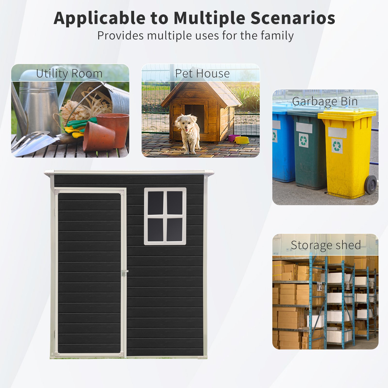 Outdoor Storage Shed Kit Perfect To Store Patio Furniture - Black - Image 5