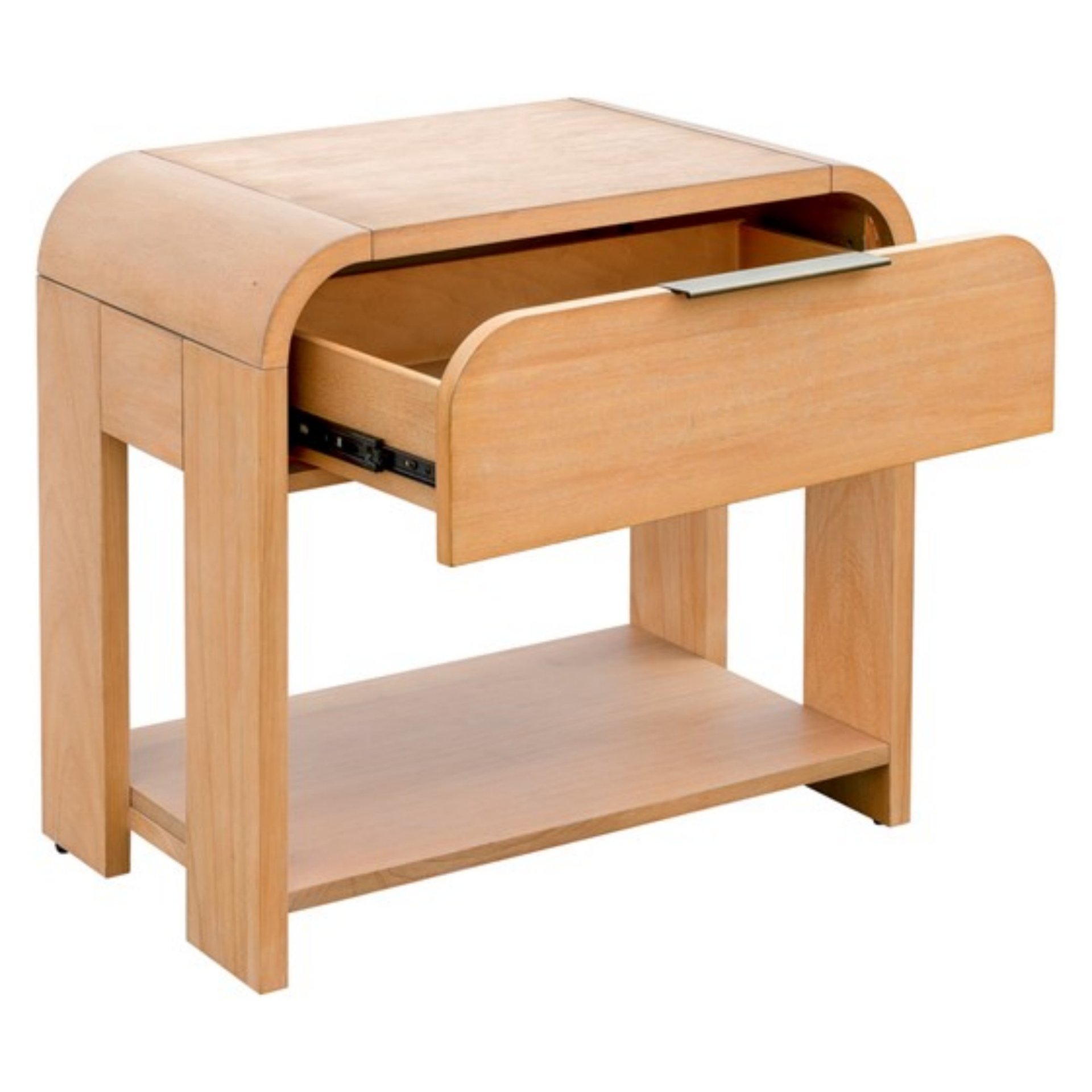 Modern 1 Drawer Waterfall Nightstand With Mid Century Design - Natural - Image 4