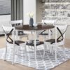 2 Pieces Set Dining Side Chair Rustic Modern Farmhouse Design Retro Design With Metal X Design - Antique Dark Oak / Antique White - Image 8