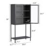 Heavy Duty Metal Storage Cabinet, Sideboards & Buffet, Display Storage Cabinet With Glass Doors And 2 Adjustable Shelves, Tall Bookcase Modern Bookshelf Cabinet For Home Office, Living Room - Black - Image 3
