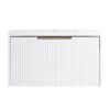 Contemporary Wall Mounted Bathroom Vanity With Resin Sink & Soft Close Doors - White - Image 10