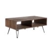 Reclaimed Wood Cocktail Table With Open Storage For Living Room, Metal Legs, Foldable - Black / Natural - Image 4