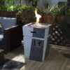 20" Propane Gas Fire Pit Table, 50000 Btu Square Concrete Fire Pit For Outside Patio Deck Garden Backyard - Light Gray Blue - Image 2