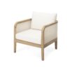 Outdoor Acacia Wood Patio Club Chair, Textilene Patio Furniture, Waterproof Thick Cushion Deep Seating For Porch, Garden, Backyard, Balcony, Weight Capacity 400Lbs, Light Teak - Beige - Image 6