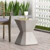 Outdoor, Lightweight Concrete Side Table - Natural - Image 5