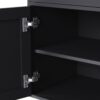 Farmhouse TV Stand With Solid Wood Gourd Shaped Legs For TVs Up To 70", Entertainment Center With Bookshelves & Tempered Glass Doors, Media Console With Adjustable Shelves, Living Room - Black / Natural - Image 19