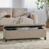 Glouster - Contemporary Storage Ottoman V2 With Upholstered Fabric - Sand - Image 6