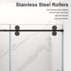 Frameless Single Sliding Shower Door Clear Tempered Glass - Matte Black - Image 6
