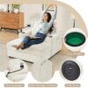 Modern Style Armchair Chaise Lounge Sofa Couch With Movable Storage Ottoman, USB Ports, Cup Holders, Phone Holder Chenille - Beige - Image 6