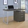Reversible 3 Drawer Office Computer Desk With Metal Frame - Gray - Image 2