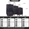 4 Piece Set (16/20/24/28), Softshell Suitcase Spinner Wheels Terylene Luggage Sets Carry On Suitcase Luggage Lightweight Durable Suitcase - Black - Image 3