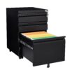 Contemporary 3 Drawer Mobile Filing Cabinet With Lock, Metal Office Storage For Legal / Letter Size - Black - Image 14