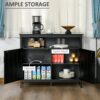 Homcom - Sideboard Buffet Cabinet, Kitchen Cabinet, Coffee Bar Cabinet With 2 Doors And Adjustable Shelves For Entryway Living Room - Black - Image 6
