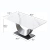 70.87" Modern Artificial Stone Crescent-Shaped Metal Legs, Can Accommodate 6-8 People - White / Black - Image 3