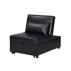 Folding Ottoman Sofa Bed Multi Functional Space Saving Design - Black
