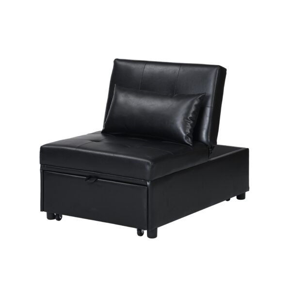 Folding Ottoman Sofa Bed Multi Functional Space Saving Design - Black