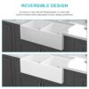 Sink 33" Double Bowl Kitchen Sink With Deep Bowls And Grids - White - Image 4