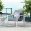 Aluminum Lounge Chair With Sleek Rope Accents, Comfortable Cushions, For Modern Indoor Outdoor Spaces - Gray / Silver / White - Image 4
