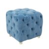Modern Velvet Upholstered Ottoman, Exquisite Small End Table, Soft Foot Stool, Dressing Makeup Chair, Comfortable Seat For Living Room, Bedroom, Entrance - Blue - Image 10