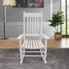 Classic Wooden Porch Rocker Chair Populus Wood Comfortable Design - White - Image 2