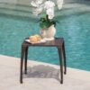 Lunaire - Outdoor Square Cast Aluminum Side Table With Lattice Top And Curved Legs - Bronze - Image 4