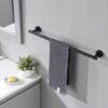 Bathroom Hardware Set Stainless Steel With Towel Bar, Paper Holder, And Hooks - Matte Black - Image 2