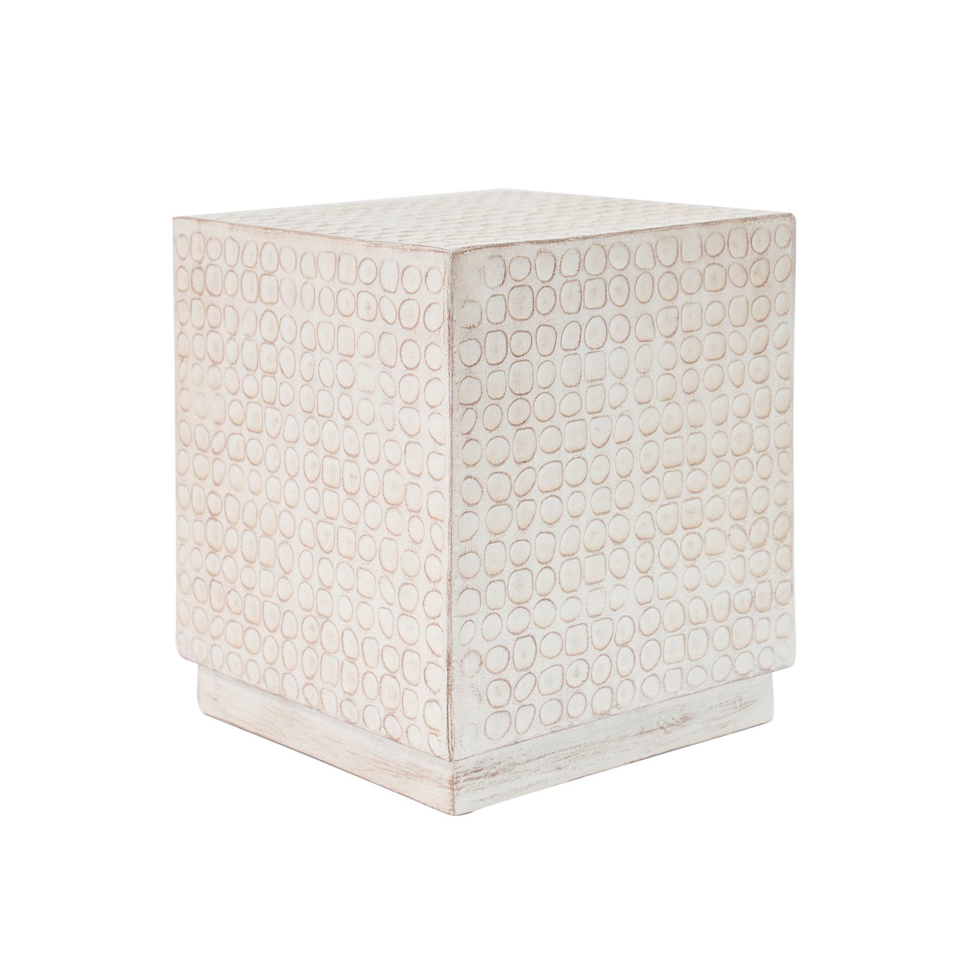 Chic Modern Mgo Cube Side Table With Fluted Design - Antique Brown - Image 5