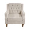 Accent Chair, Living Room Chair, Footrest Chair Set With Vintage Brass Studs, Button Tufted Upholstered Armchair For Living Room, Comfy Reading Chair For Bedroom, Reception Room - Beige - Image 11