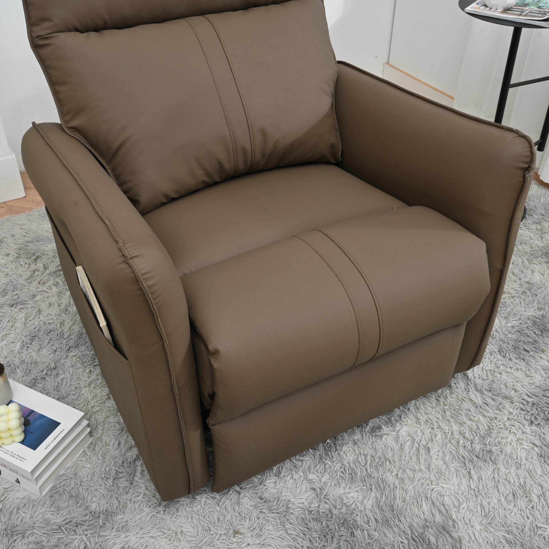 29.92" 270 Power Swivel Rocker Recliner Chair, Electric Glider Reclining Sofa With USB Ports, Power Swivel Glider, Rocking Chair Nursery Recliners For Living Room Bedroom - Brown - Image 15