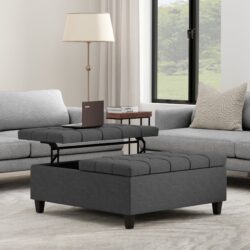 Harrison - Multifunctional Large Square Coffee Table Storage Ottoman - Gray