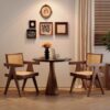 Modern Mid Century Dining Chairs (Set of 2), Rattan Accent Chairs, Comfy Armchairs, Outdoor Wood Chairs With Armrest - Walnut - Image 2