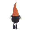 Sitting Gnome With Knit Hat, For Halloween Decor - Black / Orange / White - Image 5
