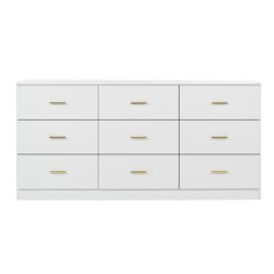 9 Drawer Dresser For Bedroom Ample Storage Wide Chest Of Drawers, Sturdy & Safe - Antique White