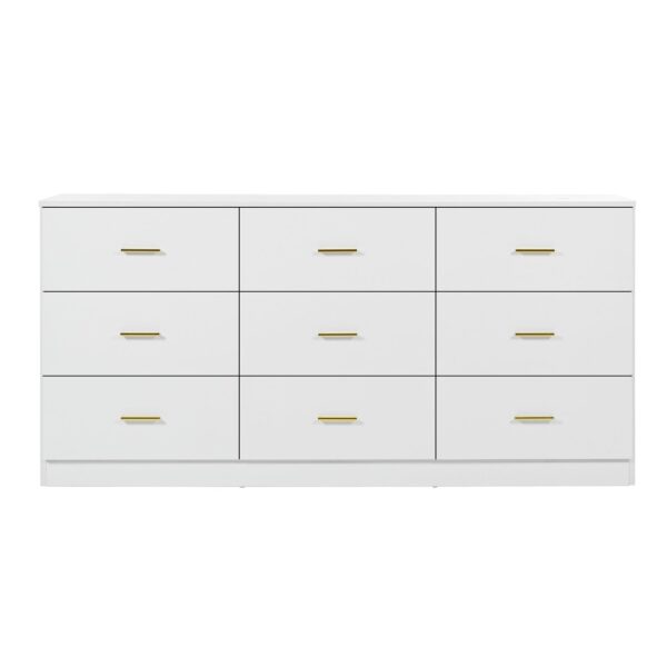 9 Drawer Dresser For Bedroom Ample Storage Wide Chest Of Drawers, Sturdy & Safe - Antique White