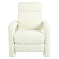 Push Back Recliner Armchair Upholstered Single Sofa With Adjustable Backrest For Living Room - Beige