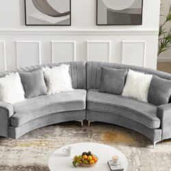Velvet Curved Sofa - Gray