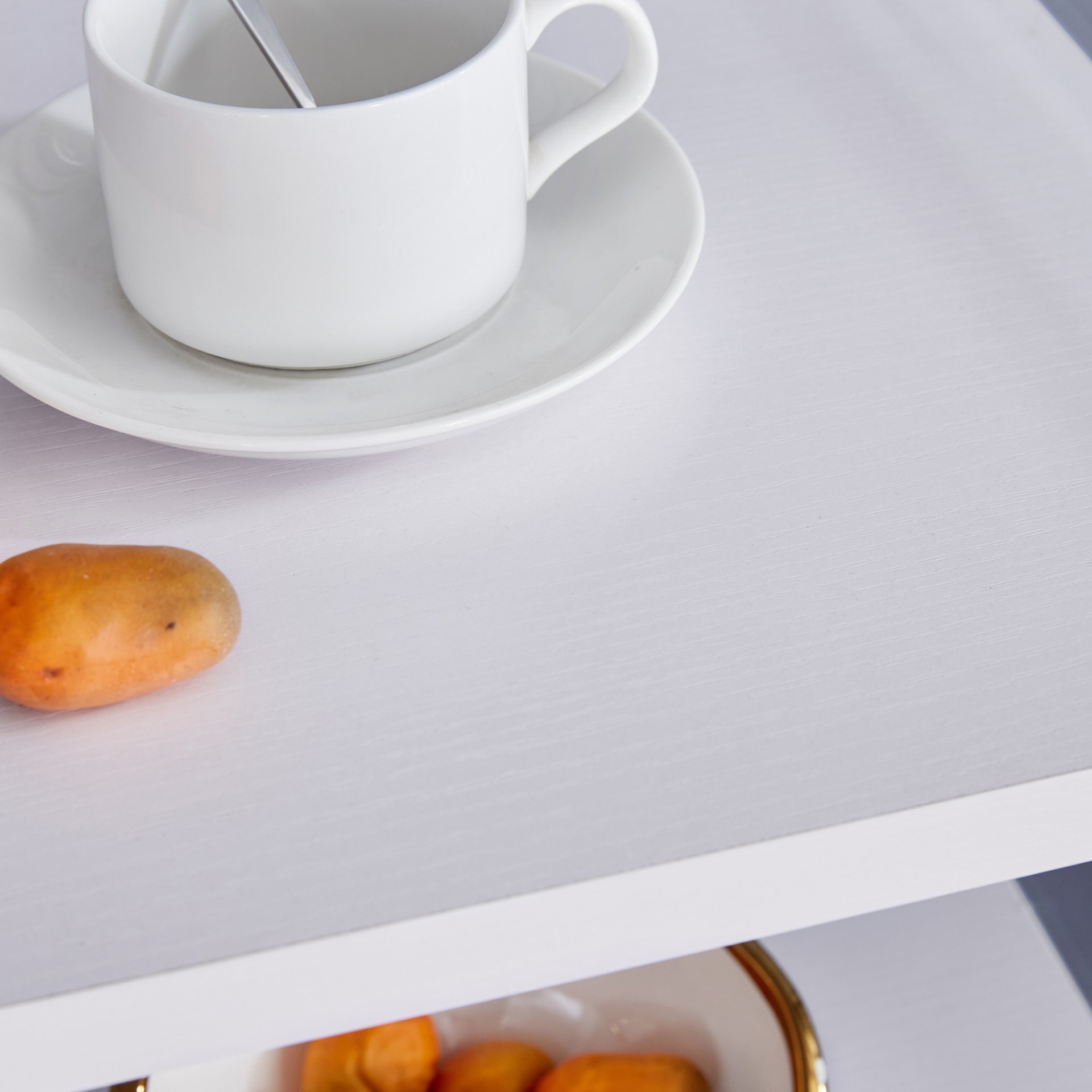 Simple Elegant Bedside Table With Storage Function And Tempered Glass - White - Image 9