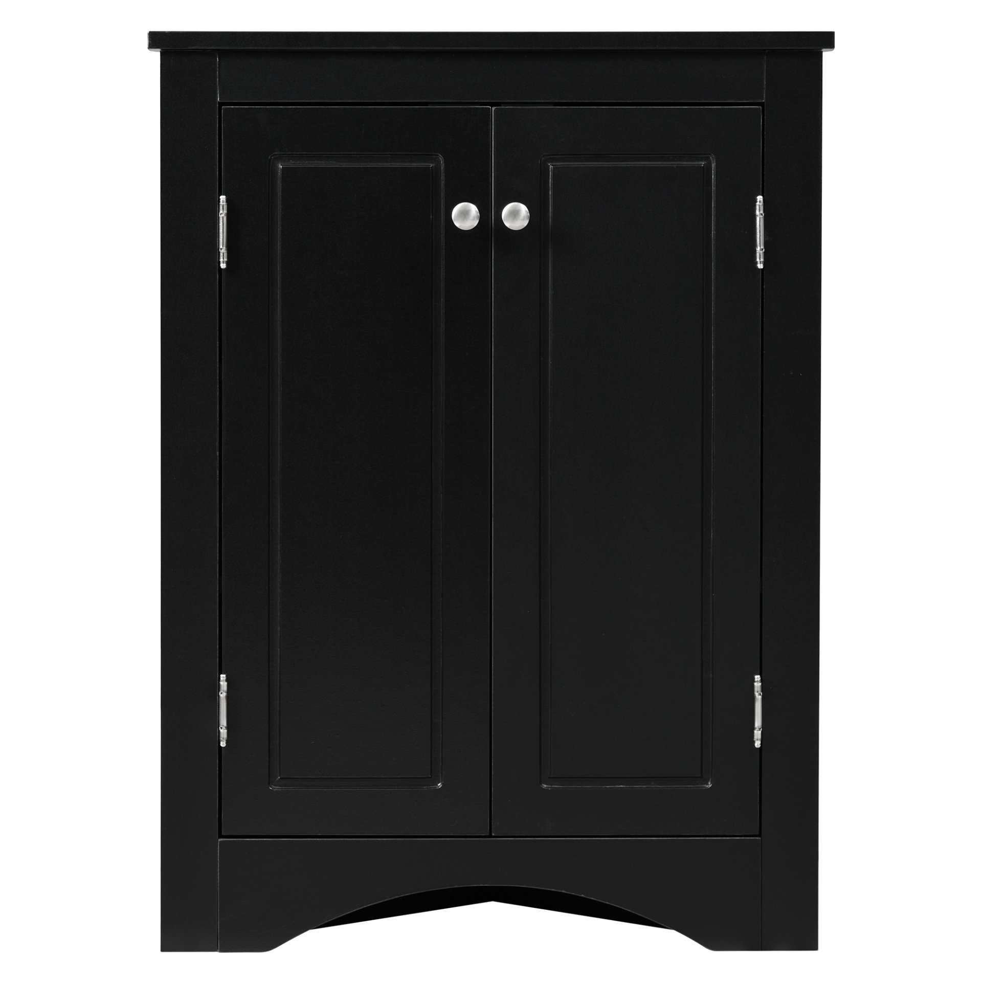 Triangle Bathroom Storage Cabinet With Adjustable Shelves, Freestanding Floor Cabinet For Home Kitchen - Black - Image 9