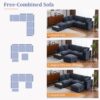 U - Shaped Sectional Sofa Modular Sofa Couch With A Movable Ottoman, A Coffee Table With Hidden Charging Devices For Living Room - Blue - Image 5