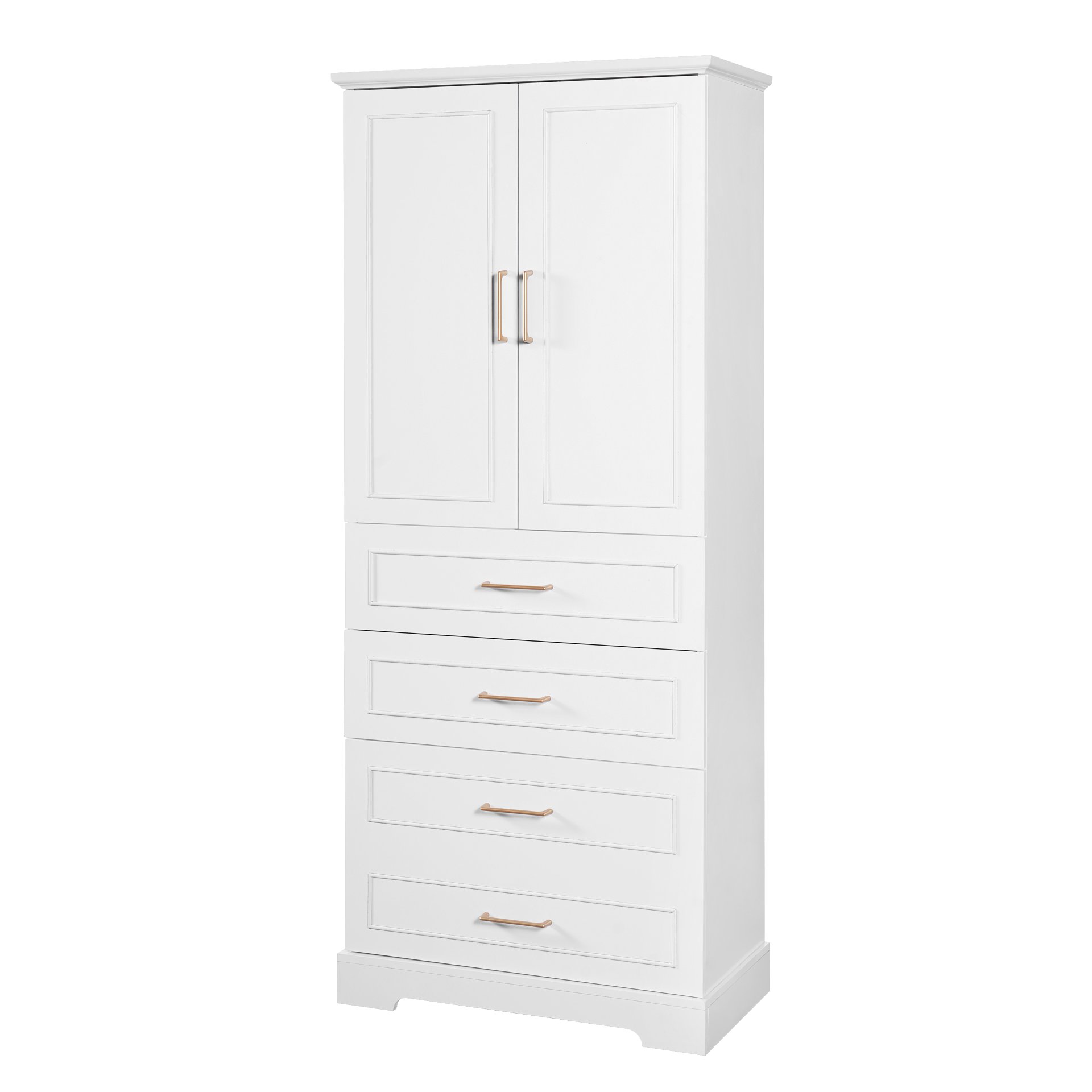 Bathroom Cabinet With 3 Drawers, Adjustable Shelf, Panels, Steel Handles, Soft Close Doors - White - Image 11