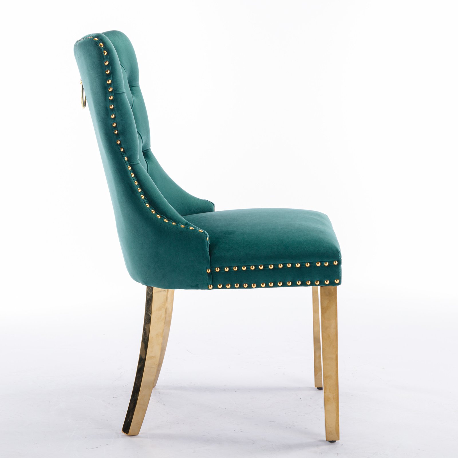 Nikki - Modern, High-End Tufted Solid Wood Contemporary Velvet Upholstered Dining Chair With Golden Stainless Steel Plating Legs, Nailhead Trim (Set of 2) - Green - Image 5