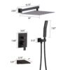 Modern Black Shower Faucet Set Rainfall System With 10" Shower Head And Handheld Combo Stainless Steel - Matte Black - Image 3