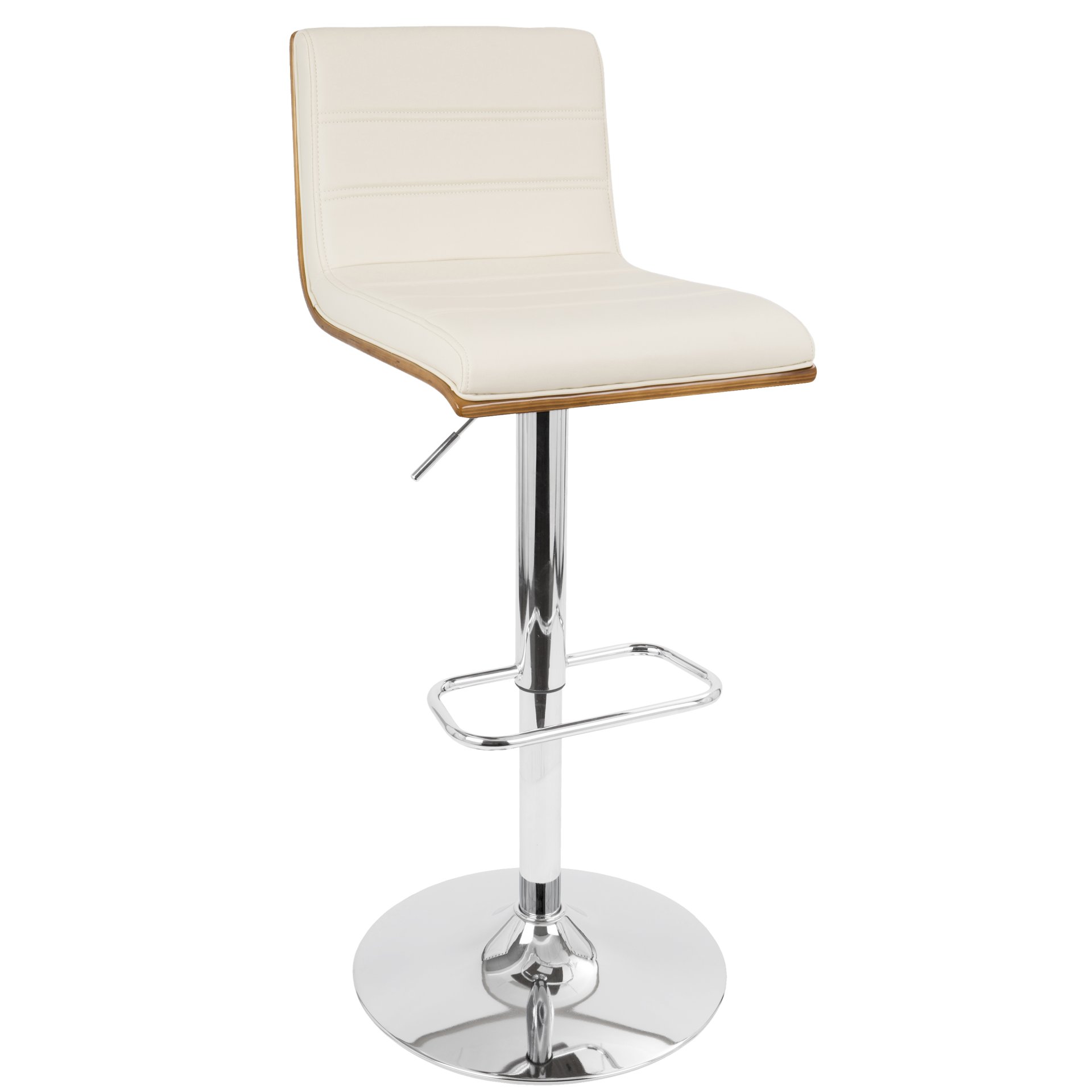 Vasari - Mid-Century Modern Adjustable Barstool With Swivel - Walnut / Cream - Image 2
