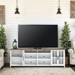 Hampton - TV Stand Console For TVs Up To 100" - Jasmine Whitewash / Barnwood