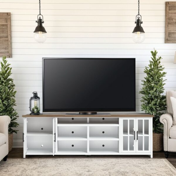 Hampton - TV Stand Console For TVs Up To 100" - Jasmine Whitewash / Barnwood