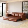 Pull Out Sofa Bed, 3 In 1 Convertible Sleeper Sofa With Nailhead Trim & Rolled Arm, Multi Functional Sofa Bed For Living Room, Office - Light Brown - Image 2