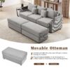 Modern Style 3 - Seater Sofa Sectional Sofa Couch With Storage Space, Two Movable Ottomans, Two USB Ports, Two Cup Holders, A Phone Holder For Living Room - Gray - Image 18
