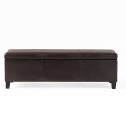 Elegant Storage Ottoman Bench With Birch Legs - Brown