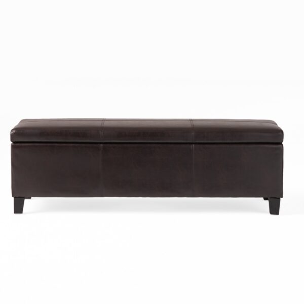 Elegant Storage Ottoman Bench With Birch Legs - Brown